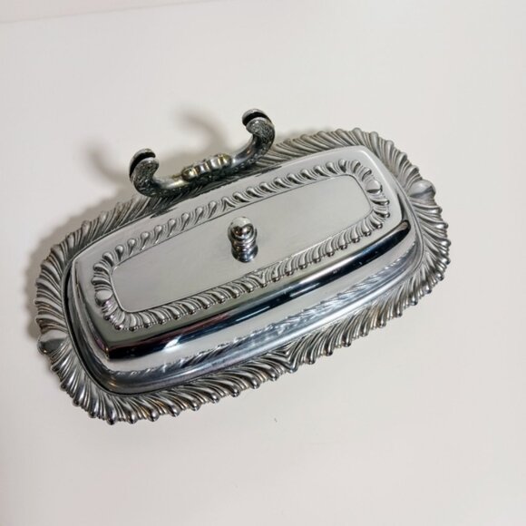 Vintage Irvinware Chrome Plated Butter Dish With Glass Insert - Picture 7 of 7